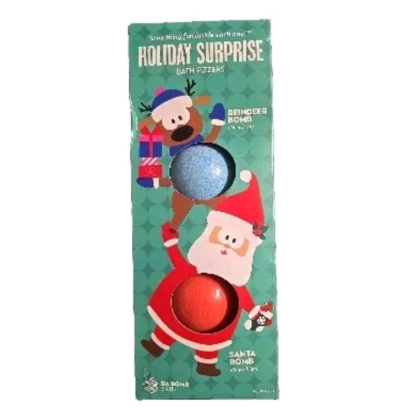 Holiday Surprise Bath Fizzers Reindeer Gum Drop & Santa Sugar Plum DA BOMB Set - Picture 1 of 1